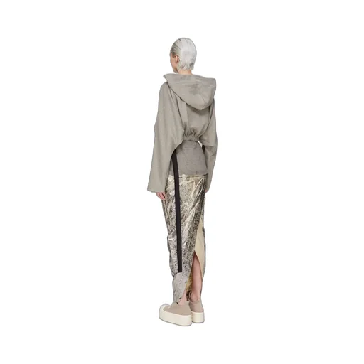 Drkshdw Concordians Cropped Hooded Tunic In Melange Grey Felpa Jersey