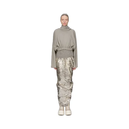 Drkshdw Concordians Cropped Hooded Tunic In Melange Grey Felpa Jersey