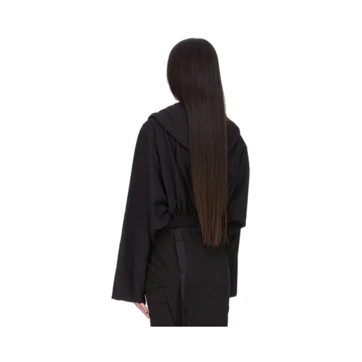 Drkshdw Concordians Cropped Hooded Tunic In Black Compact Heavy Jersey