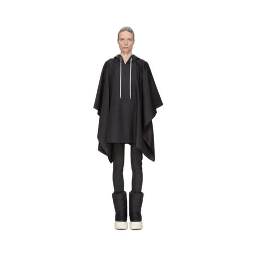 Drkshdw Concordians Poncho In Black Nylon Canvas