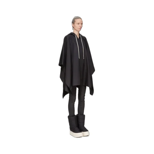 Drkshdw Concordians Poncho In Black Nylon Canvas