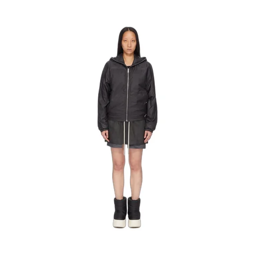 Drkshdw Concordians Fog Mini Skirt In Black Wax Stretch Denim