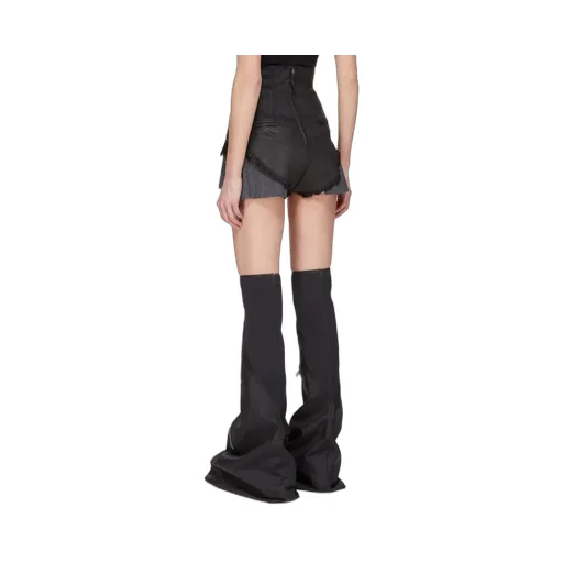 Drkshdw Concordians Dirt Cutoffs In Black Wax Stretch Denim