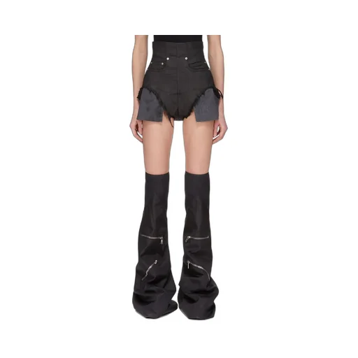 Drkshdw Concordians Dirt Cutoffs In Black Wax Stretch Denim