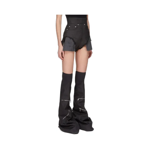 Drkshdw Concordians Dirt Cutoffs In Black Wax Stretch Denim