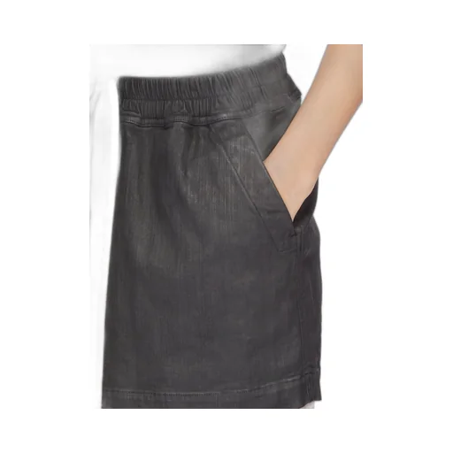 Drkshdw Concordians Fog Mini Skirt In Black Wax Stretch Denim