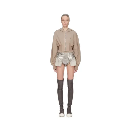 Drkshdw Concordians Dirt Cutoffs In Palladium Foil Stretch Denim