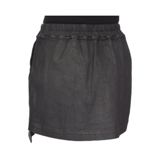 Drkshdw Concordians Fog Mini Skirt In Black Wax Stretch Denim