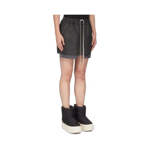 Drkshdw Concordians Fog Mini Skirt In Black Wax Stretch Denim