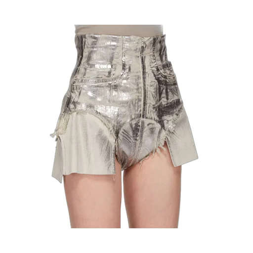 Drkshdw Concordians Dirt Cutoffs In Palladium Foil Stretch Denim