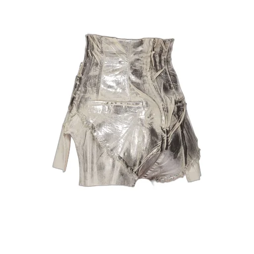 Drkshdw Concordians Dirt Cutoffs In Palladium Foil Stretch Denim