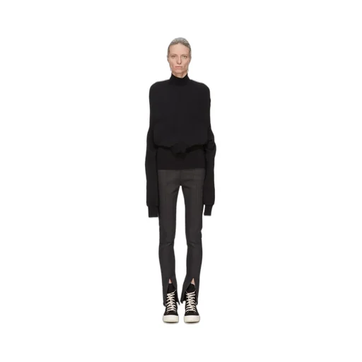 Drkshdw Concordians Slit Front Legging In Black Wax Stretch Denim