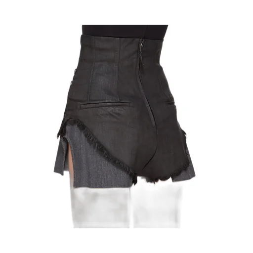 Drkshdw Concordians Dirt Cutoffs In Black Wax Stretch Denim