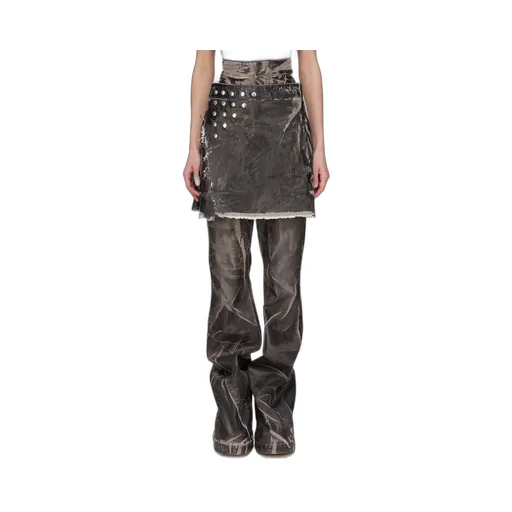 Drkshdw Concordians Sisysnap Skirt In 13Oz Black Washed Foil Denim