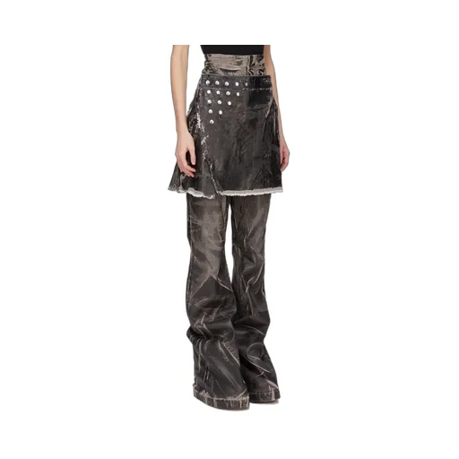 Drkshdw Concordians Sisysnap Skirt In 13Oz Black Washed Foil Denim