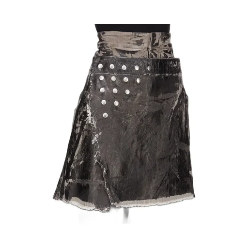 Drkshdw Concordians Sisysnap Skirt In 13Oz Black Washed Foil Denim
