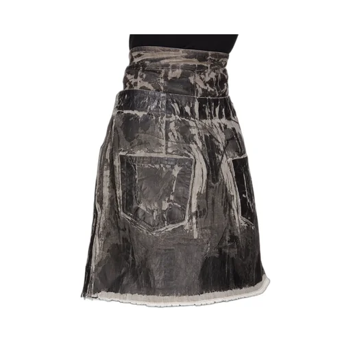 Drkshdw Concordians Sisysnap Skirt In 13Oz Black Washed Foil Denim