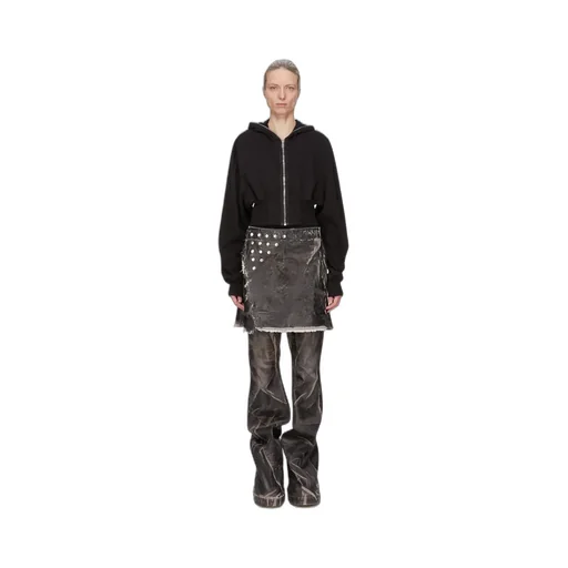 Drkshdw Concordians Sisysnap Skirt In 13Oz Black Washed Foil Denim
