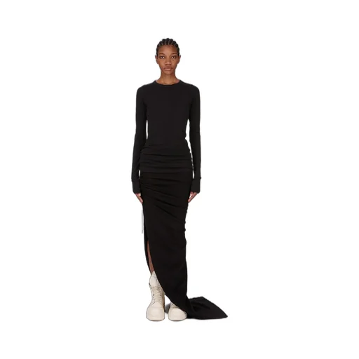 Rick Owens Concordians Edfu Skirt In Black Double Brushed Jersey