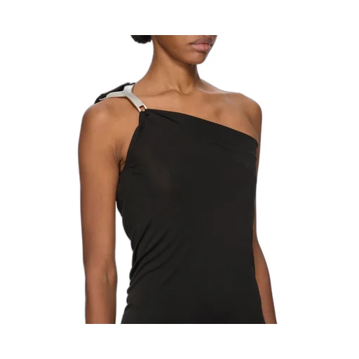 Rick Owens Concordians Hydra Top In Black Satin Viscose Jersey