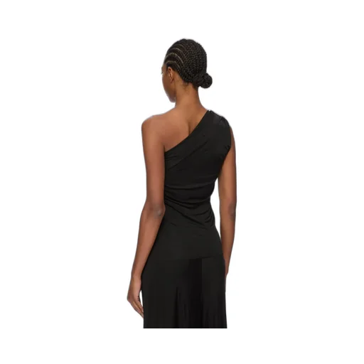 Rick Owens Concordians Hydra Top In Black Satin Viscose Jersey