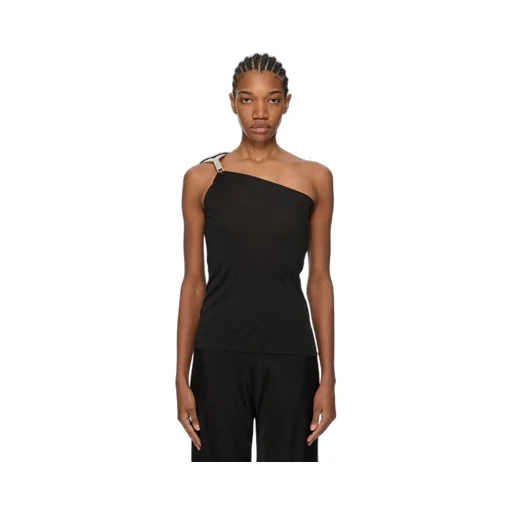 Rick Owens Concordians Hydra Top In Black Satin Viscose Jersey