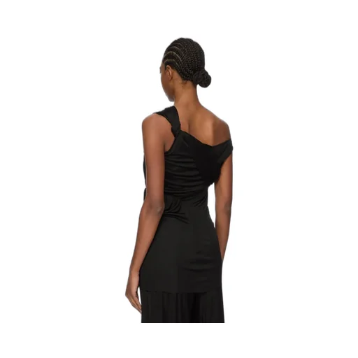 Rick Owens Concordians Sahara Top In Black Satin Viscose Jersey