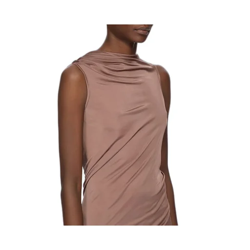 Rick Owens Concordians Eva Gown In Mauve Satin Viscose Jersey