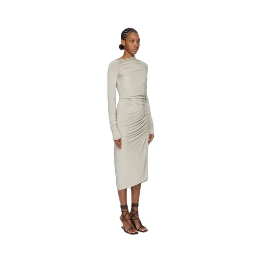 Rick Owens Concordians Svita Ls Dress In Pearl Satin Viscose Jersey