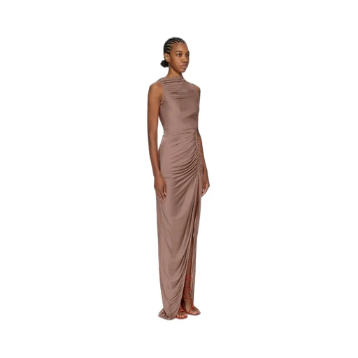 Rick Owens Concordians Svita Gown In Mauve Satin Viscose Jersey