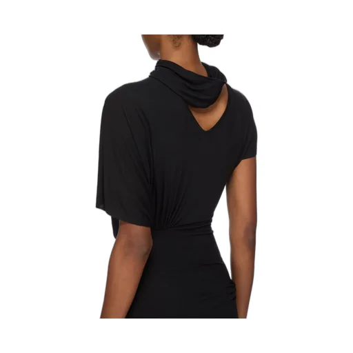 Rick Owens Concordians Avra Gown In Black Satin Viscose Jersey