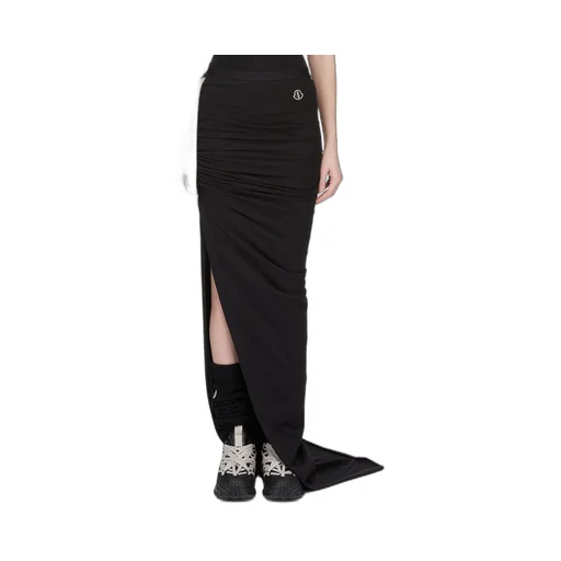 Moncler + Rick Owens Adjustable Skirt In Black Mediumweight Cotton Jersey
