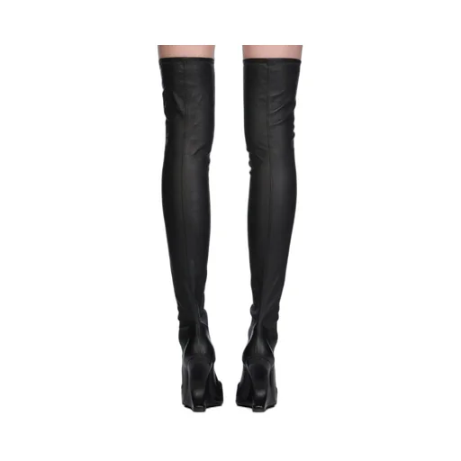 Rick Owens Concordians Cantilever 11 Boot In Black Stretch Lamb Leather