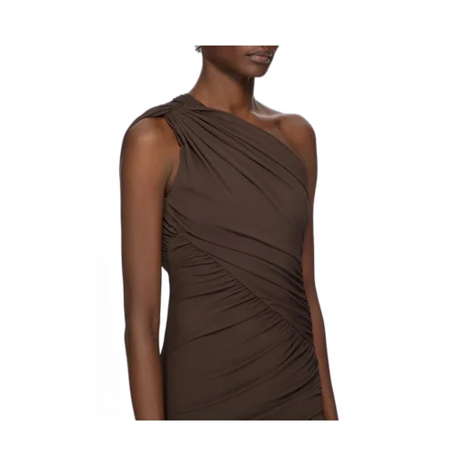 Rick Owens Concordians Amira Dress In Raisin Viscose Crepe Jersey