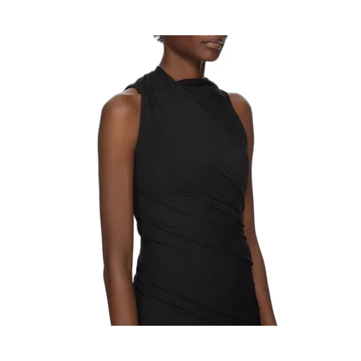 Rick Owens Concordians Luna Dress In Black Viscose Crepe Jersey