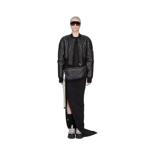 Moncler + Rick Owens Adjustable Skirt In Black Mediumweight Cotton Jersey