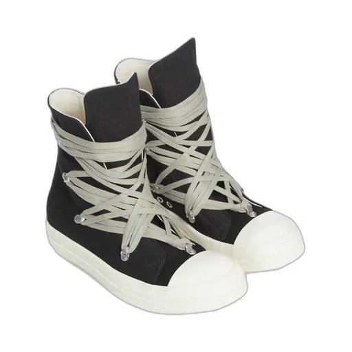 Drkshdw Temple Megalace Sneaks In Black/Milk/Milk 13Oz Overdyed Denim