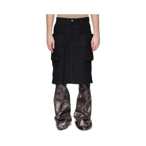 Drkshdw Concordians Stefan Cargo Skirt In Black Cotton Tela