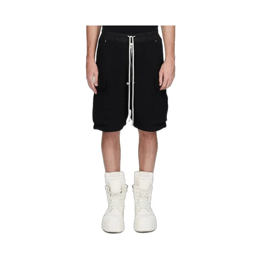 Drkshdw Concordians Cargobela Shorts In Black Slub Felpa