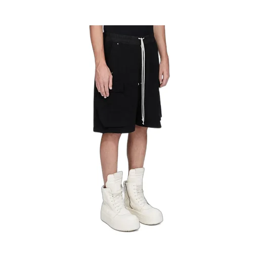 Drkshdw Concordians Cargobela Shorts In Black Slub Felpa