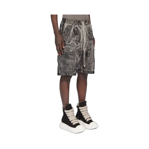Drkshdw Concordians Cargobela Shorts In 13Oz Black Washed Foil Denim