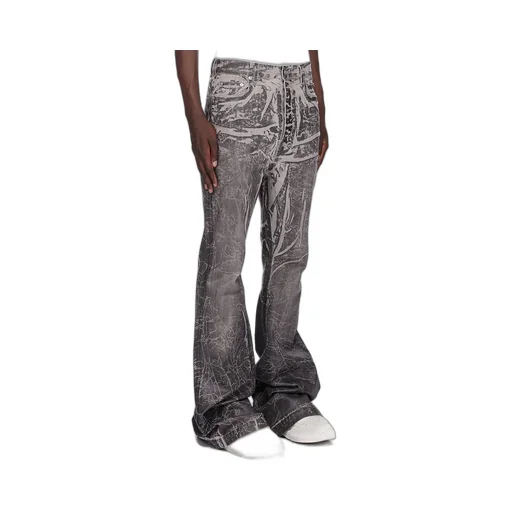 Drkshdw Concordians Bolan Bootcut In Black Washed Foil Stretch Denim