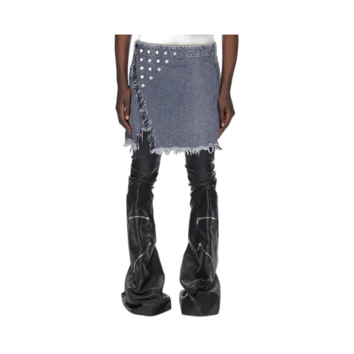 Drkshdw Concordians Sisysnap Skirt In 13Oz Stone Washed Grey Denim