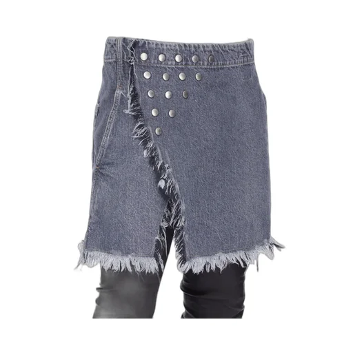 Drkshdw Concordians Sisysnap Skirt In 13Oz Stone Washed Grey Denim