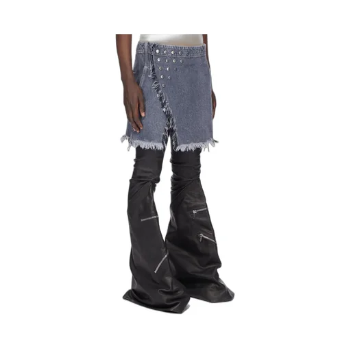 Drkshdw Concordians Sisysnap Skirt In 13Oz Stone Washed Grey Denim