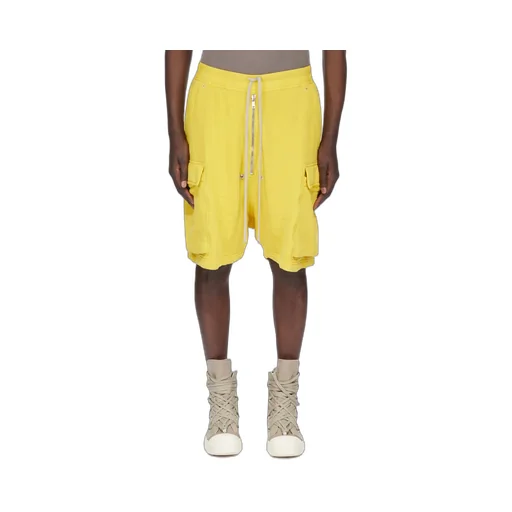 Drkshdw Concordians Cargobela Shorts In Lemon Slub Felpa
