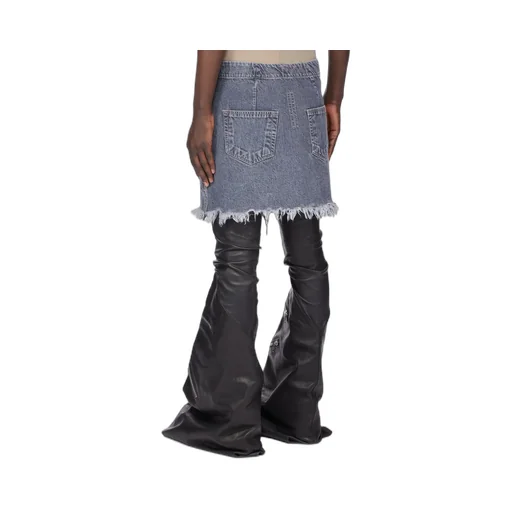 Drkshdw Concordians Sisysnap Skirt In 13Oz Stone Washed Grey Denim