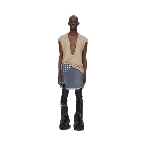 Drkshdw Concordians Sisysnap Skirt In 13Oz Stone Washed Grey Denim