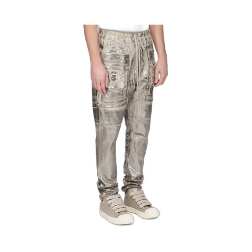 Drkshdw Concordians Creatch Cargo Drawstring In Palladium Foil Stretch Denim