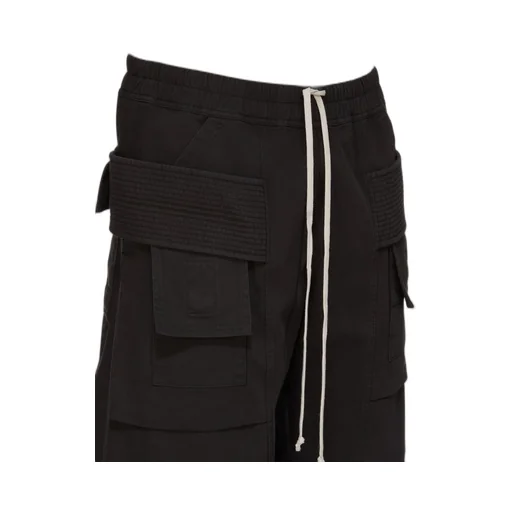 Drkshdw Concordians Creatch Wide Cargo Drawstring In Black Cotton Twill.